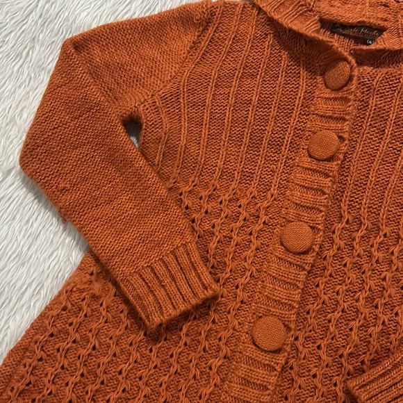 Peruvian Arte Meche Orange baby alpaca hoodie cardigan button down knit … - Picture 3 of 10